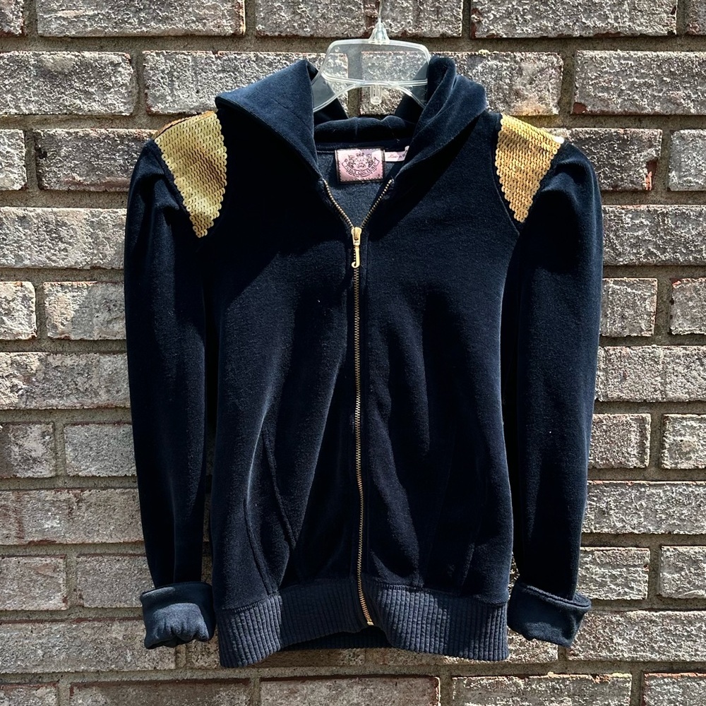 Juicy Couture Velour Jacket - Navy with Gold Sequins